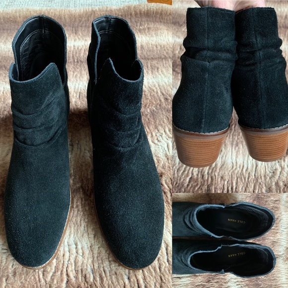 Cole Haan Alayna Slouch Black Suede Ankle Bootie - Picture 2 of 9